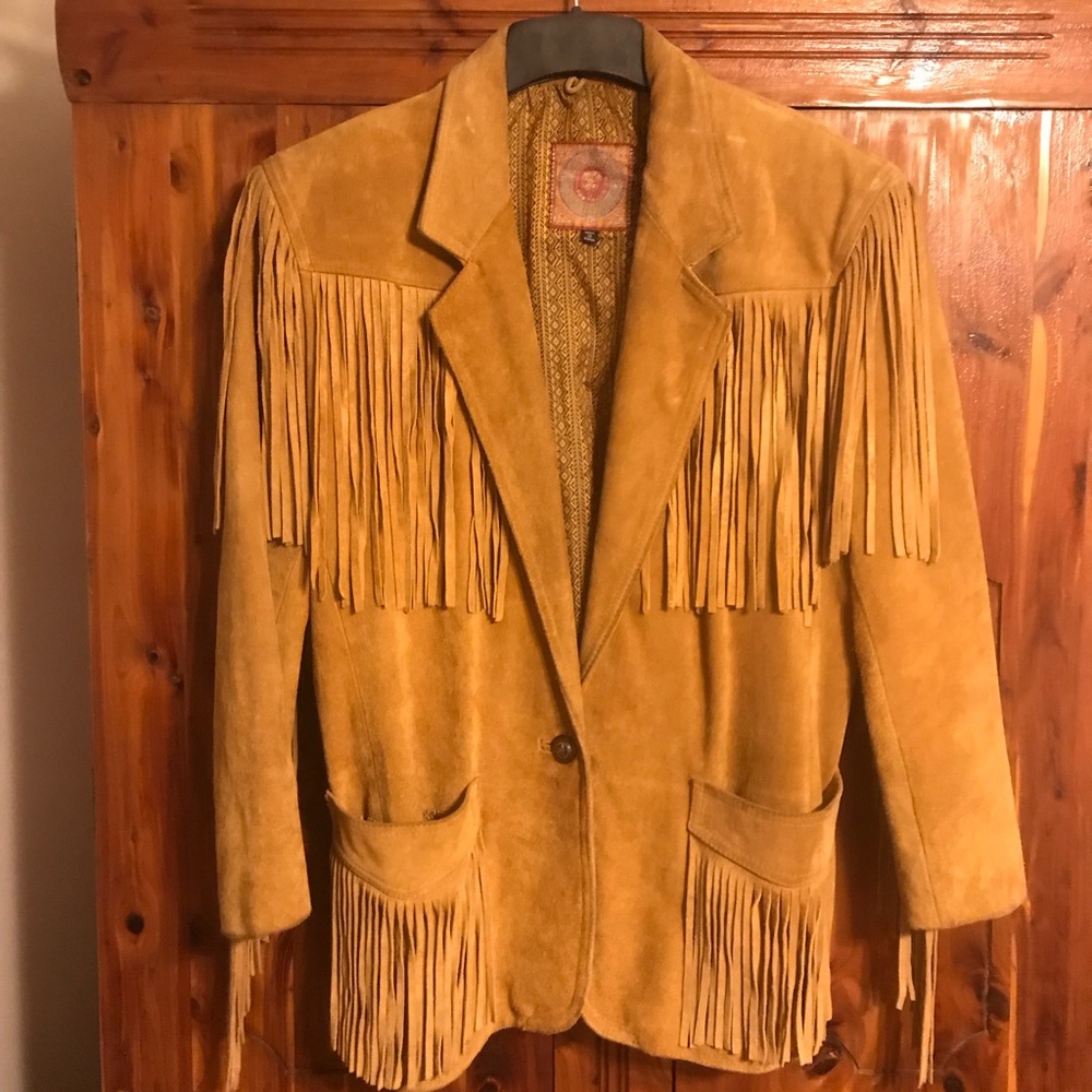 Leather/Suede Fringed Jacket, Size M